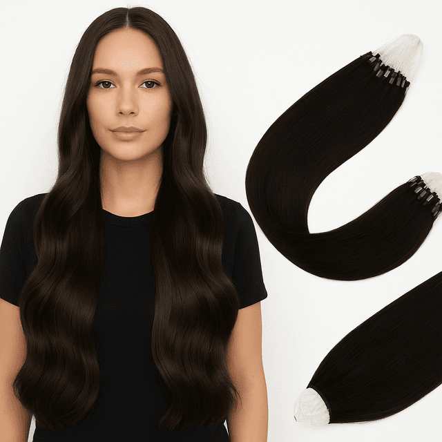 Russian Hair Microring Extensions #1B