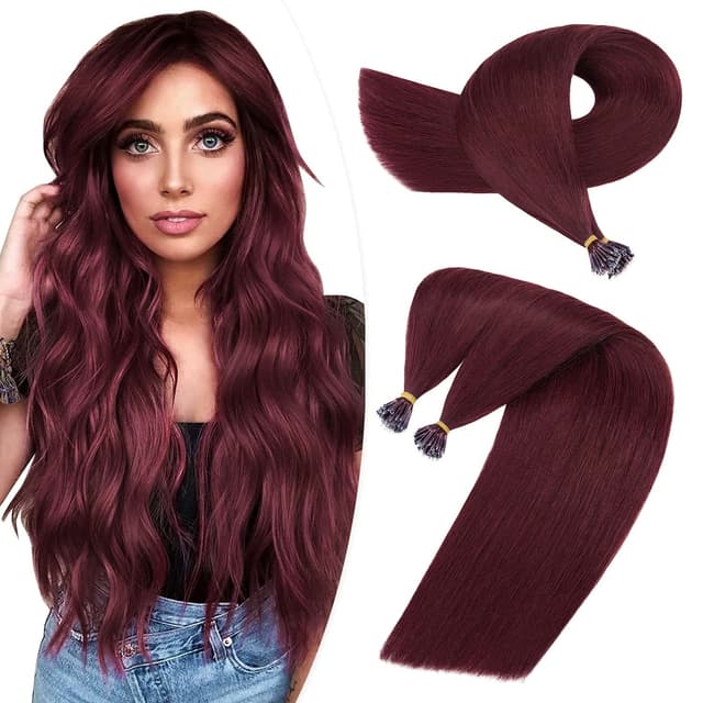 Russian Hair Nanoring Extensions Burgundy