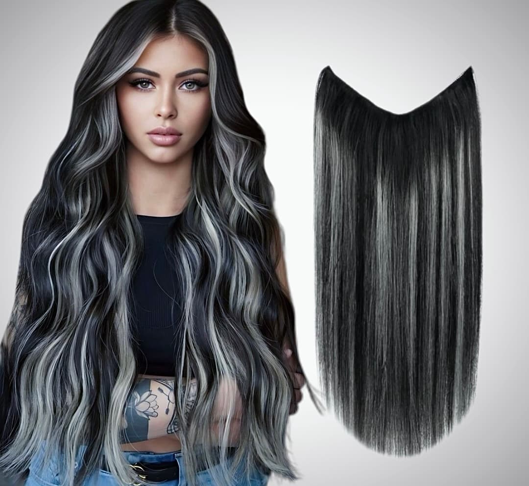 Trese de Par Natural V-Shape Balayage #1B/Light Grey