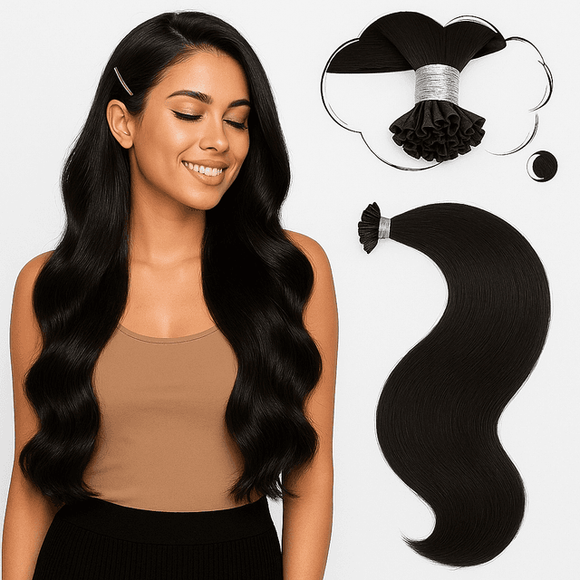 Keratin Extensions Russian Hair #1B Keratin Extensions Russian Hair #1B