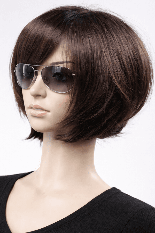 Bobo dark brown-haired natural hair wig Bobo dark brown-haired natural hair wig