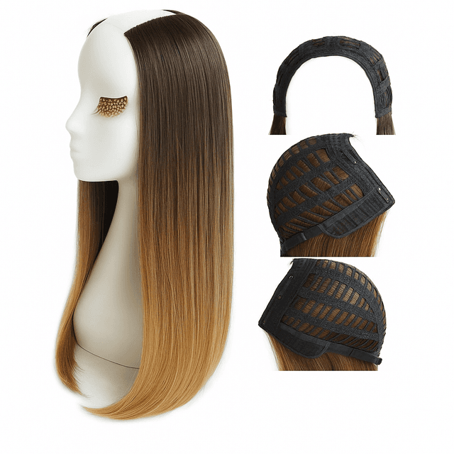 Half Wig Ombre Dark Brown to Frappe Blonde Half Wig Ombre Dark Brown to Frappe Blonde