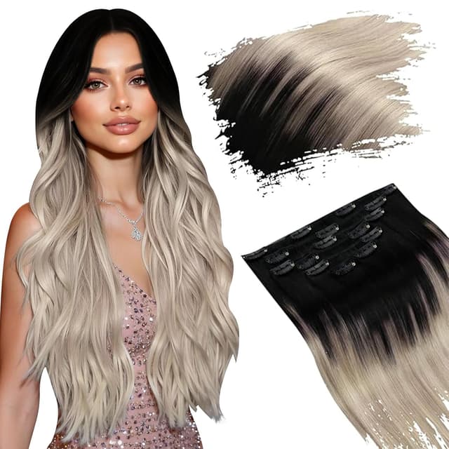 Extensii Clip-On Aoro Ombre #1B Silver Extensii Clip-On Aoro Ombre #1B Silver