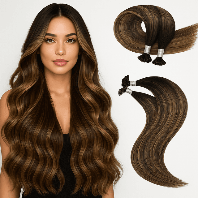 Russian Hair Keratin Extensions Balayage #2 #8 Russian Hair Keratin Extensions Balayage #2 #8