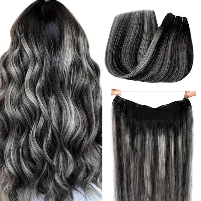 Extensii de Păr Flip In Aoro Balayage #1B Grey Extensii de Păr Flip In Aoro Balayage #1B Grey