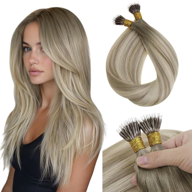 Russian Hair Nanoring Balayage Extensions #8 Silver Russian Hair Nanoring Balayage Extensions #8 Silver