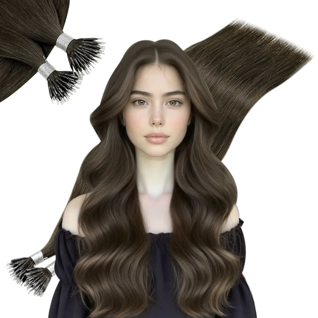 Russian Hair Nanoring Extensions #9 Ash Brown Russian Hair Nanoring Extensions #9 Ash Brown