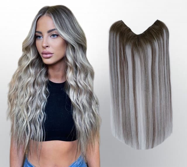V-SHAPE Super Volume Hairpiece Balayage #9/Light Grey V-SHAPE Super Volume Hairpiece Balayage #9/Light Grey