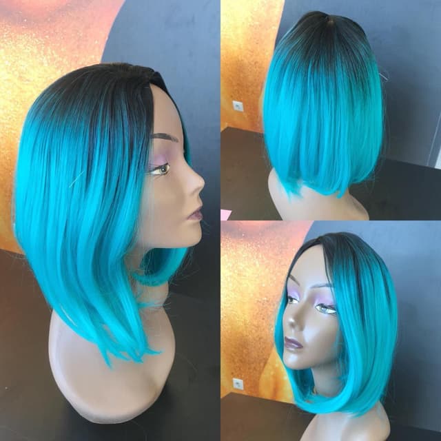 Dark brown-haired / turquoise bobo ombre wig Dark brown-haired / turquoise bobo ombre wig