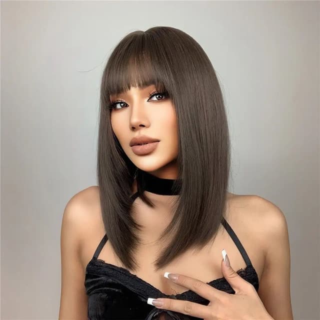 Wig with bangs Natural Brown Wig with bangs Natural Brown