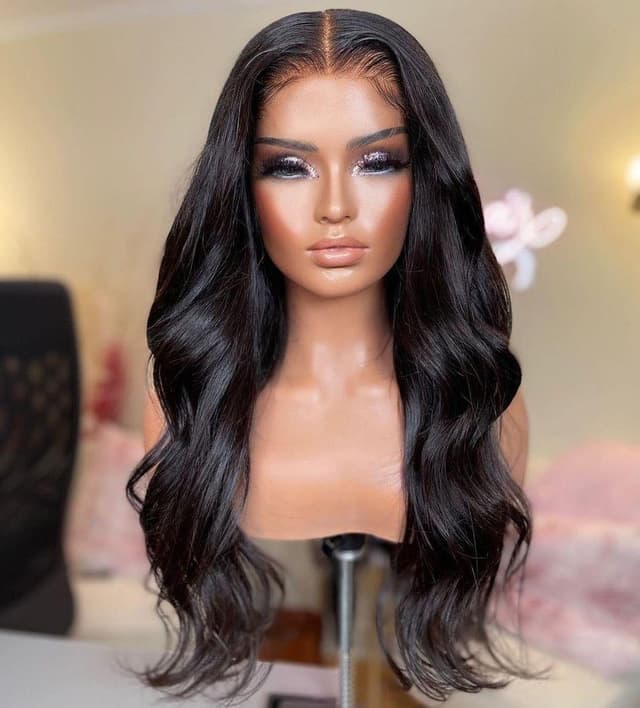 Soft medium black natural hair wig Soft medium black natural hair wig