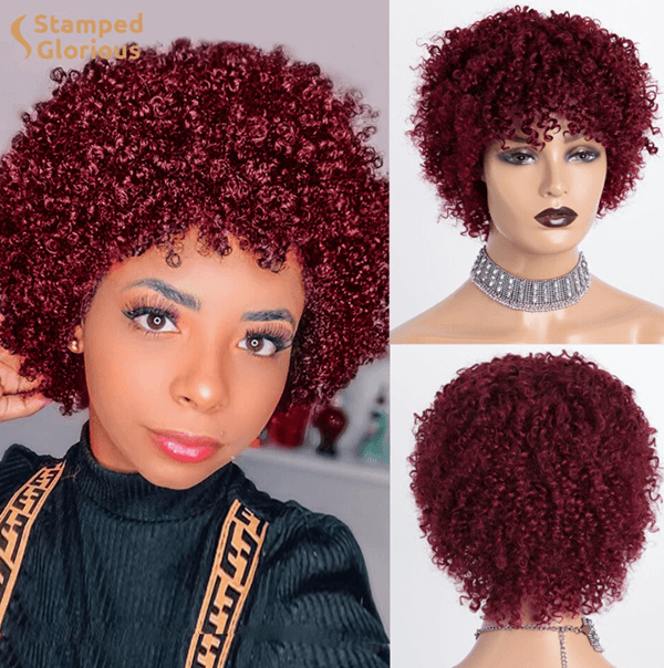 Curly burgundy natural hair wig Curly burgundy natural hair wig