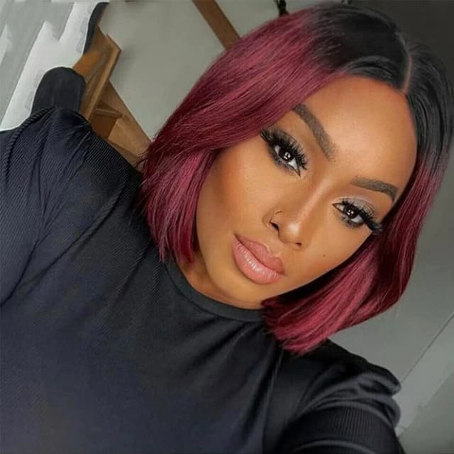 Short Burgundy Natural Hair Wig Short Burgundy Natural Hair Wig